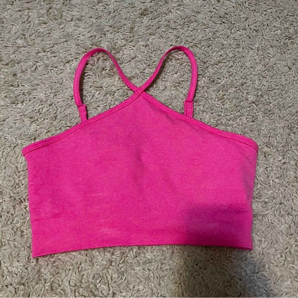 Hot pink halter tank top sport bra size medium